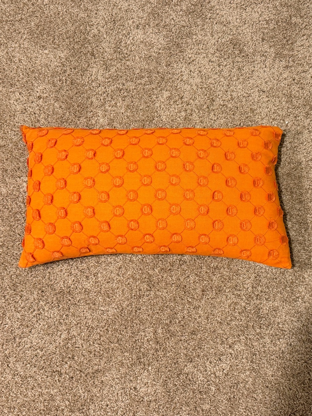 Bright Orange Textured Lumbar Throw Pillow